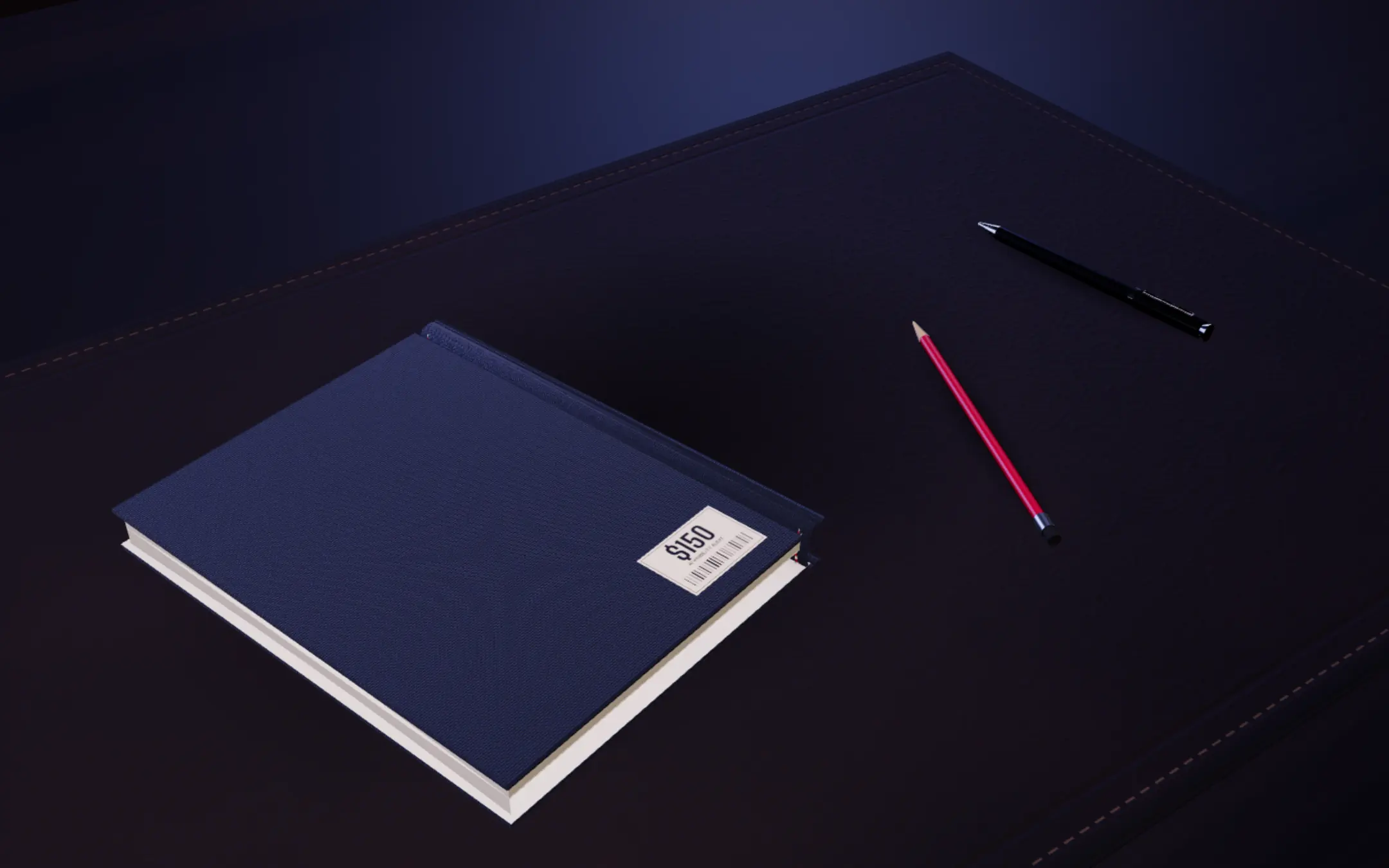 The book shut on its back cover, printed $150.